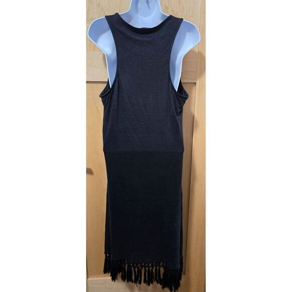 Black Sleeveless Dress With Tassel Hem By Redhaute Size L whimsigoth grunge - Picture 4 of 6